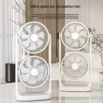 Mini Portable Fan | Double-Head High Wind Air Circulation Desktop Portable Fan | Rechargeable USB  Cooling Fan Price in Bangladesh | 1009 - Image 2
